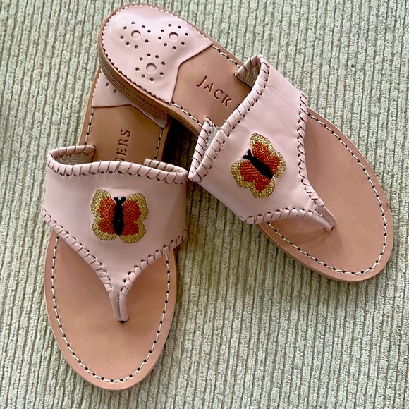 Jack Rogers Blush and embroidered Butterfly slip on sandals - Size 6 - Picture 7 of 12